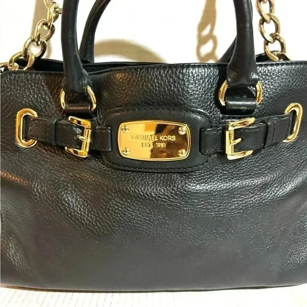 Michael Kors black leather satchel handbag